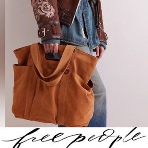 Free People Cognac Suede Caravan Tote Bag❤️ NWT